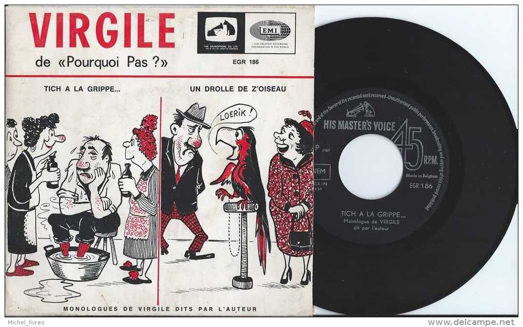 Disque 45 Tours Années 60 - Virgile Du Pourquoi Pas - Tich A La Grippe - Un Drôle D'oiseau - Monologues - EMI EGR 186 - - Autres & Non Classés