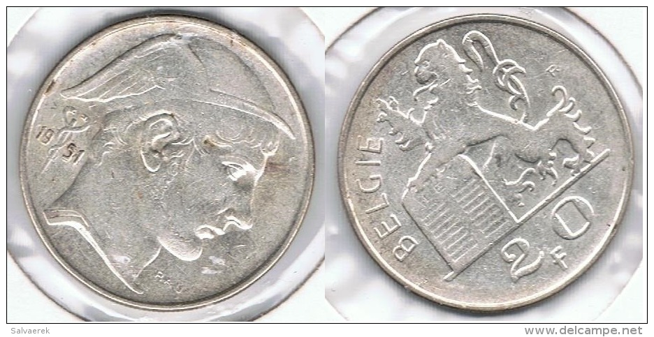 BELGICA 20 FRANCS 1951 PLATA SILVER F1 - 20 Francs