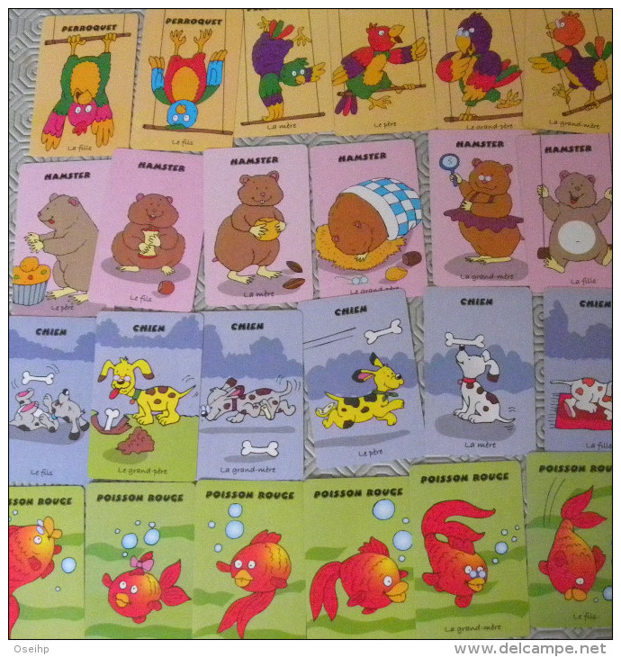 Jeu De Cartes 7 Familles ANIMAUX FAMILIERS Chat Chien Hamster Poisson Rouge Lapin Souris Perroquet - Autres & Non Classés