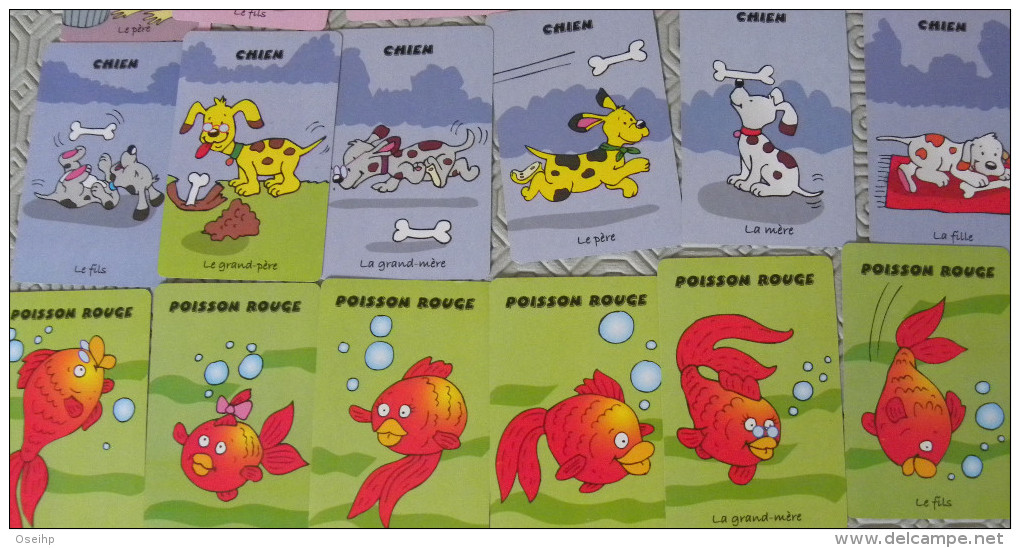 Jeu De Cartes 7 Familles ANIMAUX FAMILIERS Chat Chien Hamster Poisson Rouge Lapin Souris Perroquet - Autres & Non Classés