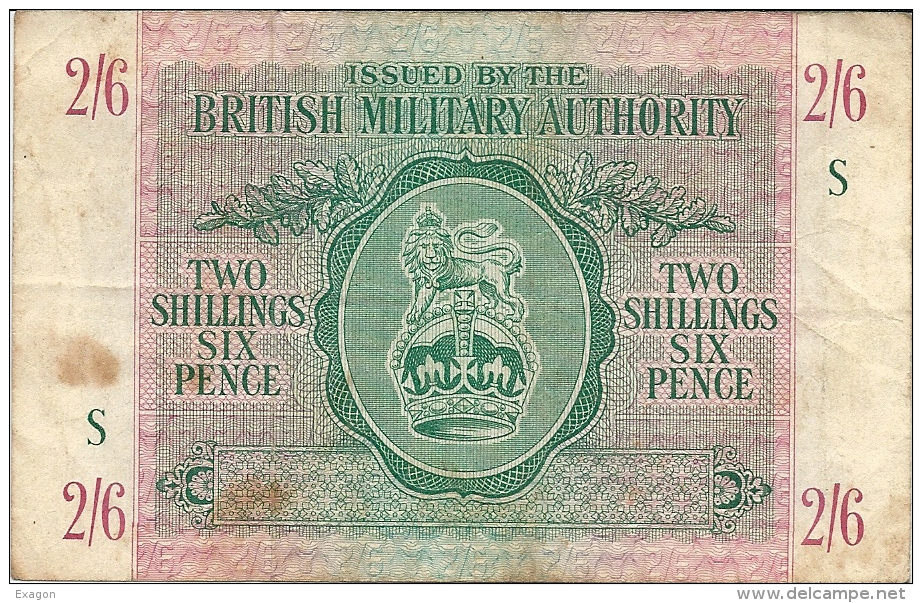 N. 1 Banconota - Occupazione Britannica In Sicilia - TWO SCILLINGS SIX PENCE - BRITISH MILITARY AUTHORITY - 1943 - British Military Authority