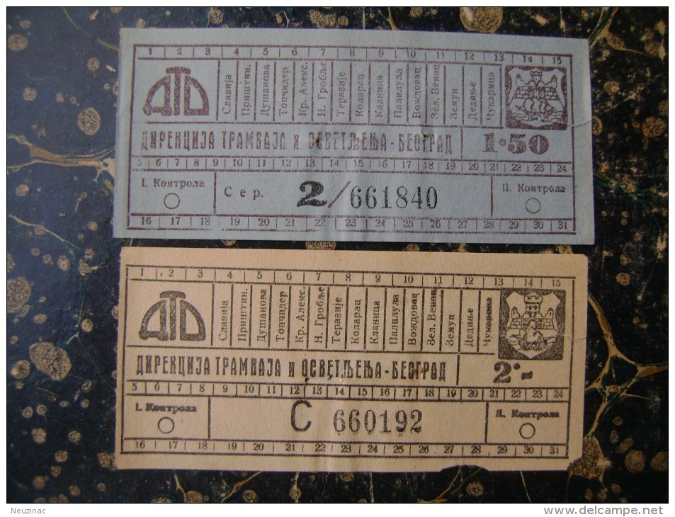 Yugoslavia-Serbia-Beograd-TRAM TICKETSX2-cca 1930  (3098) - Europe