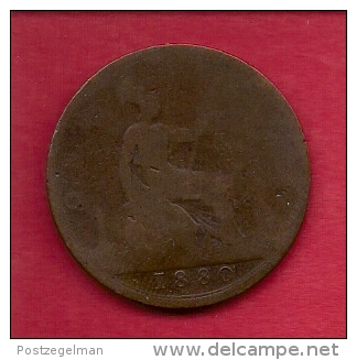 UK, 1880,  Fine Used Coin, 1 Penny, Victoria, Bronze,  KM 790, C2803 - D. 1 Penny