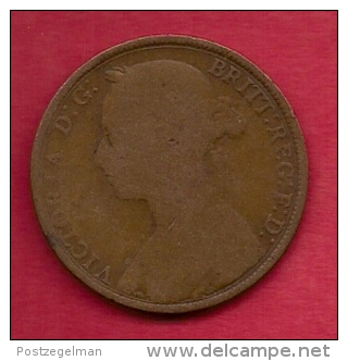 UK, 1889,  Fine Used Coin, 1 Penny, Younger Victoria, Bronze,  KM 790, C2811 - D. 1 Penny