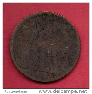 UK, 1890,  Fine Used Coin, 1 Penny, Victoria, Bronze,  KM 790, C2812 - D. 1 Penny