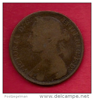 UK, 1891,  Fine Used Coin, 1 Penny, Victoria, Bronze,  KM 790, C2814 - D. 1 Penny