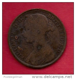 UK, 1891,  Fine Used Coin, 1 Penny, Victoria, Bronze,  KM 790, C2815 - D. 1 Penny