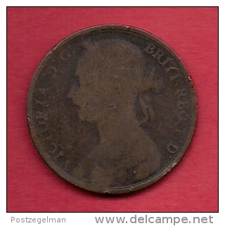 UK, 1891,  Fine Used Coin, 1 Penny, Victoria, Bronze,  KM 790, C2816 - D. 1 Penny