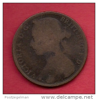 UK, 1891,  Fine Used Coin, 1 Penny, Victoria, Bronze,  KM 790, C2817 - D. 1 Penny