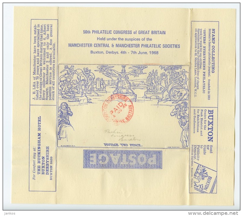 GB Commemorative Folded Lettersheet 1968 Philatelic Congress Of GB In Buxton Derby (D781) - Lettres & Documents