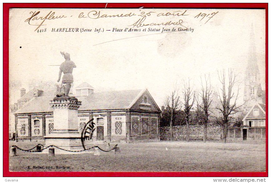 76 HARFLEUR - Place D´Armes Et Statue Jean De Grouchy - Other & Unclassified