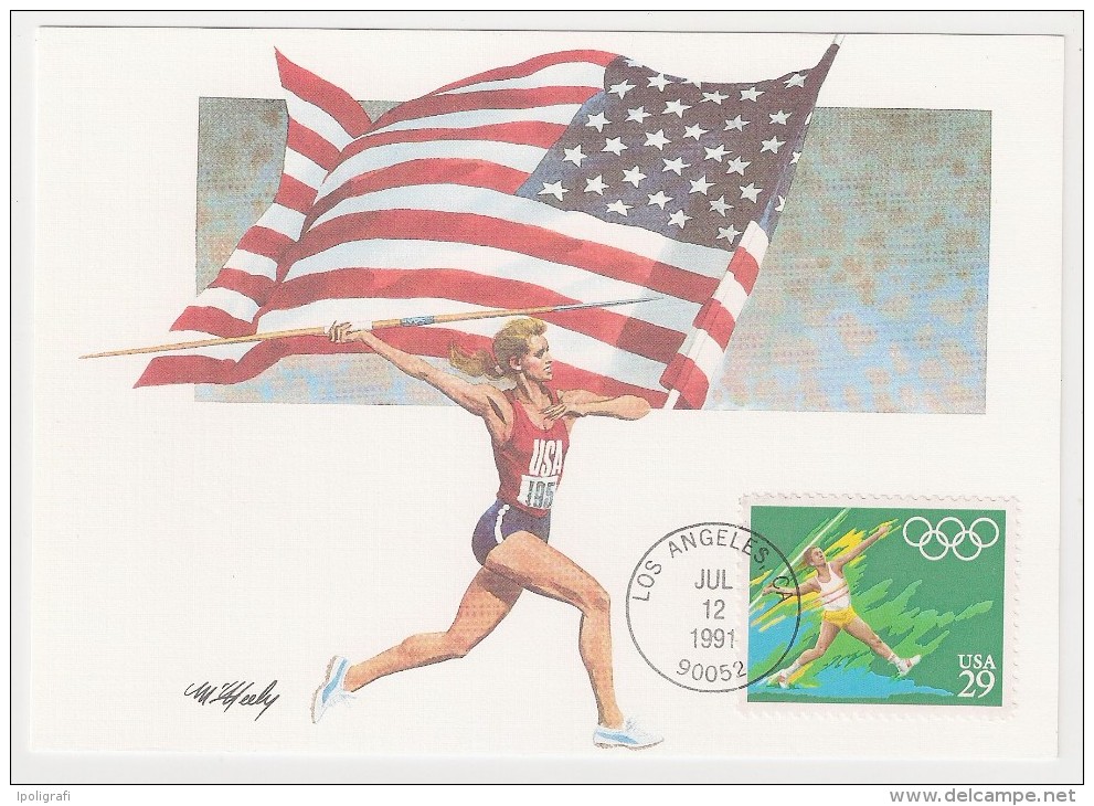 USA, 1991, Summer Olympics, Athletics, Set Of 5 Maximum Cards, FDC, Los Angeles, 12-7-91 - Altri & Non Classificati