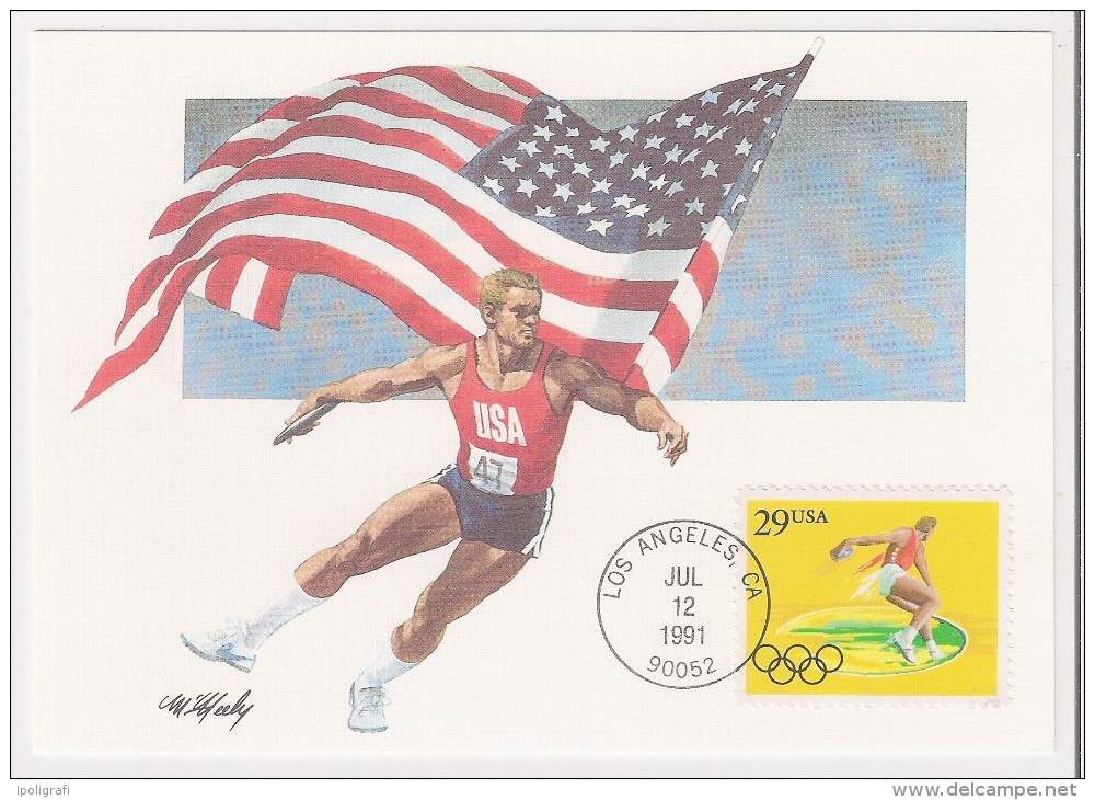 USA, 1991, Summer Olympics, Athletics, Set Of 5 Maximum Cards, FDC, Los Angeles, 12-7-91 - Altri & Non Classificati