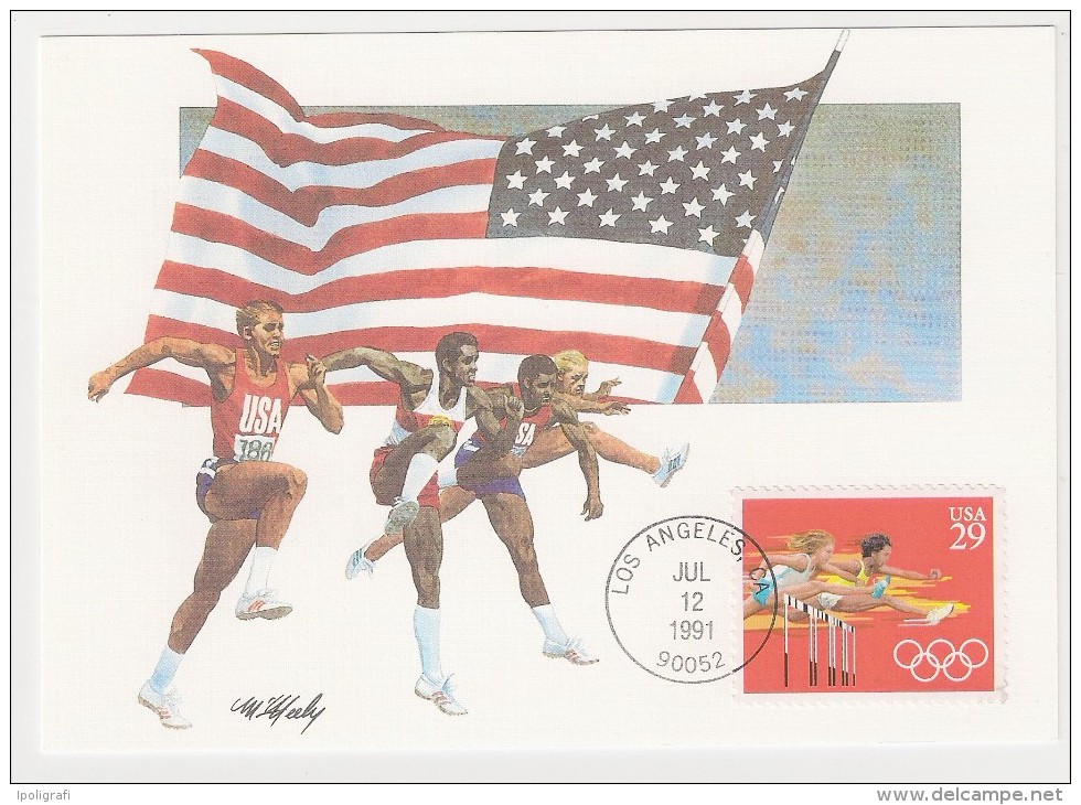 USA, 1991, Summer Olympics, Athletics, Set Of 5 Maximum Cards, FDC, Los Angeles, 12-7-91 - Altri & Non Classificati