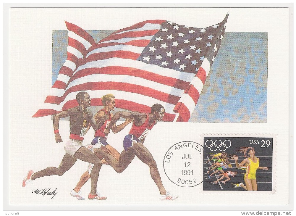 USA, 1991, Summer Olympics, Athletics, Set Of 5 Maximum Cards, FDC, Los Angeles, 12-7-91 - Altri & Non Classificati