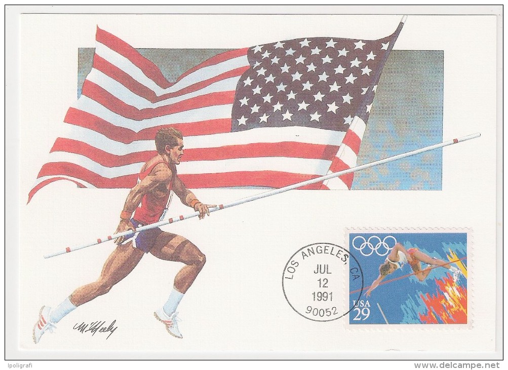 USA, 1991, Summer Olympics, Athletics, Set Of 5 Maximum Cards, FDC, Los Angeles, 12-7-91 - Altri & Non Classificati