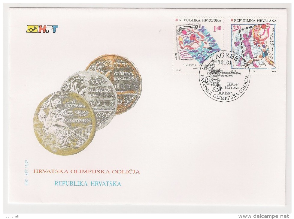 Croatia, 1997, Olympic Medals, Tennis, Basketball, Water Polo, Handball, FDC, Zagreb, 10-9-97 - Altri & Non Classificati