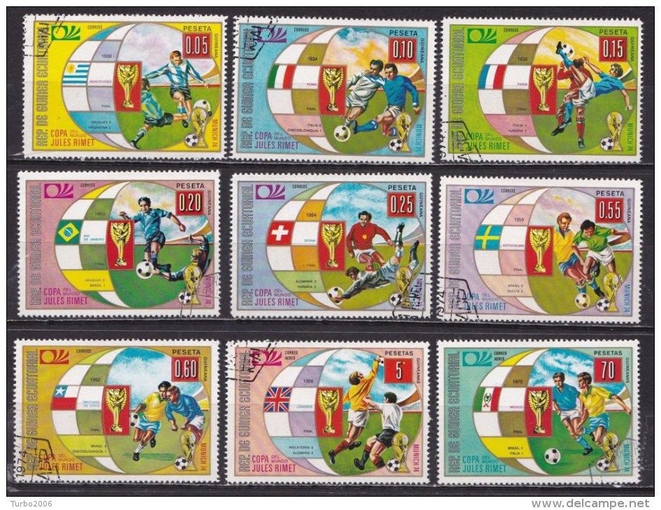 Republic De Guinea Equatorial 1974 Football World Championship Munich 2 Complete Used Sets Yvert Yv. 21 + Airmail 36 - 1974 – Germania Ovest