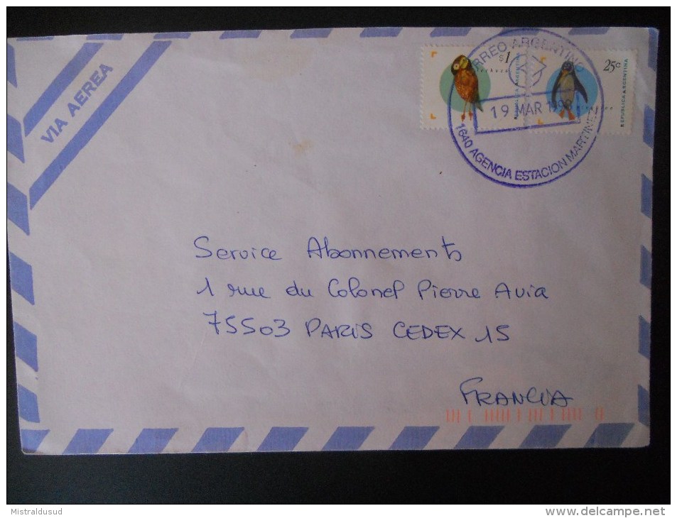 Argentine Lettre De Martinez 1998 Pour Paris - Brieven En Documenten