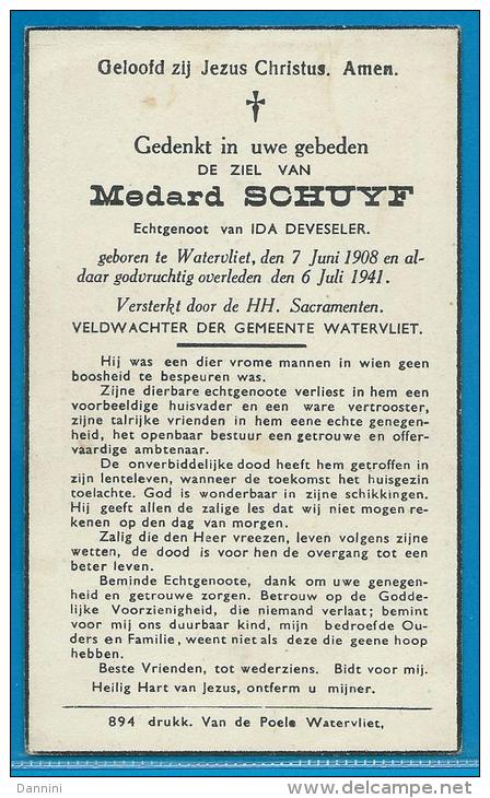 Bidprentje Van Medard Schuyf - Watervliet - 1908 - 1941 - Devotieprenten