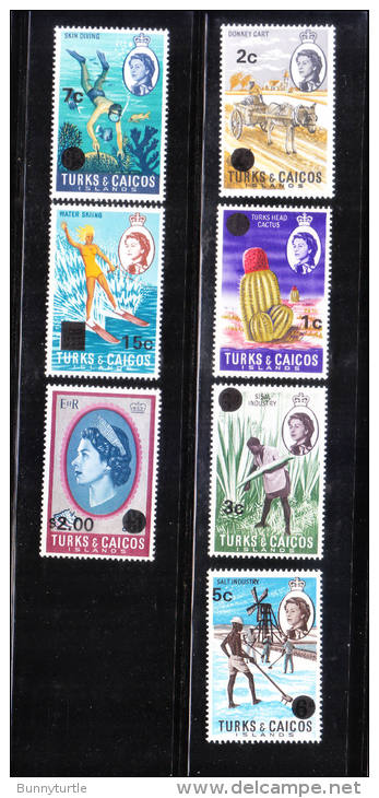 Turks &amp; Caicos 1969 QE Surcharged 7v MNH - Turks And Caicos