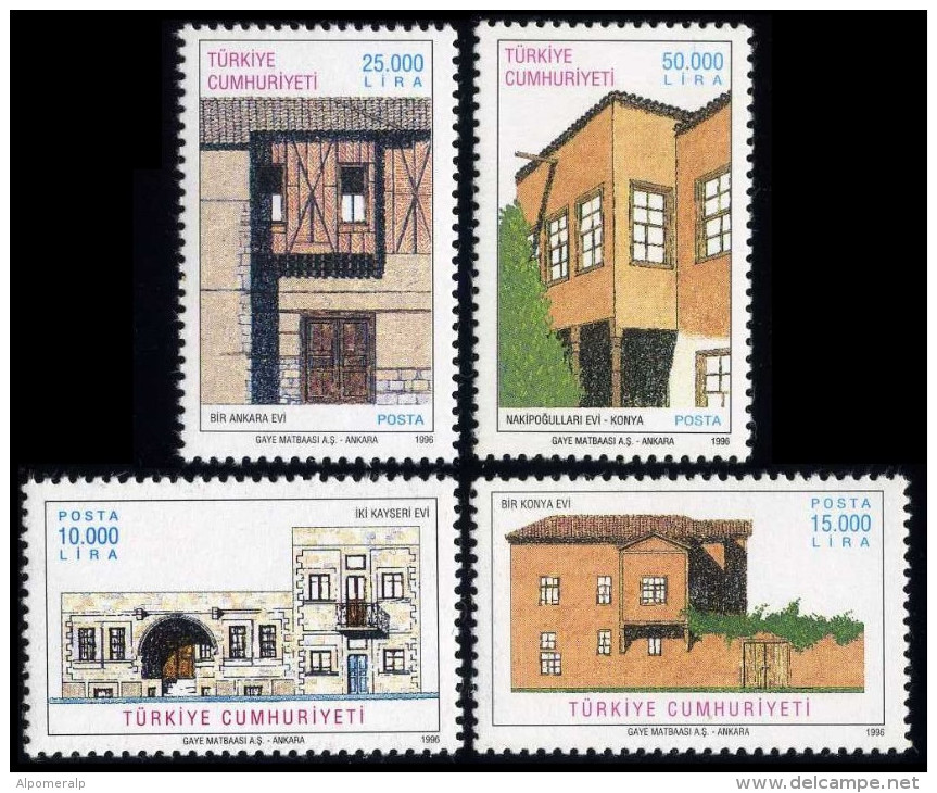 TURKEY 1996 (**) - Mi. 3081-84, Traditional Turkish Houses (4th/5 Issue) - Nuevos