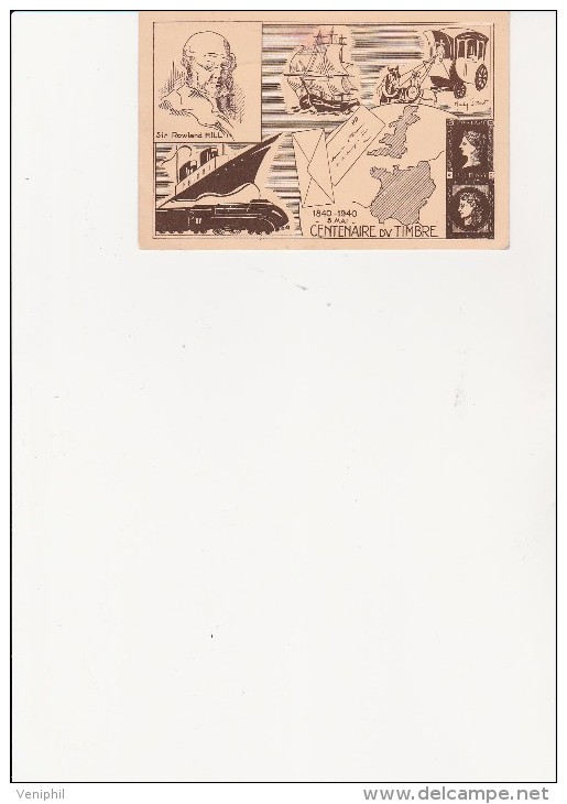 CARTE AFFRANCHIE N° 451 OBLITEREE CAD CENTENAIRE DU TIMBRE 5-5-1940 - Autres & Non Classés