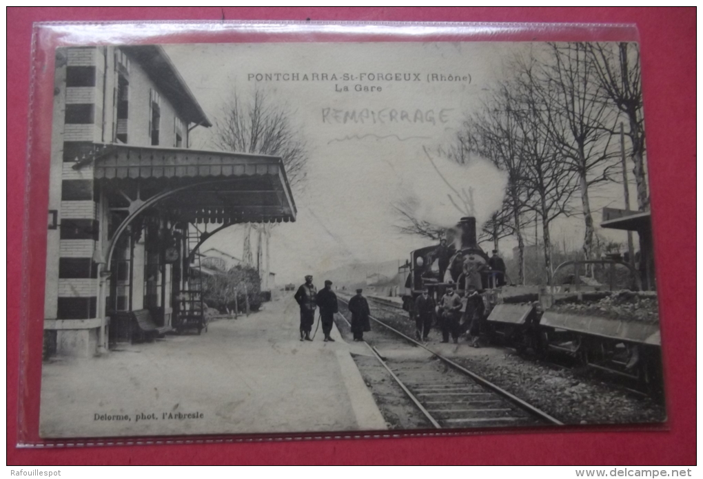 Cp Pontcharra Saint Forgeux La Gare Remppierrage - Pontcharra-sur-Turdine