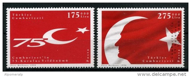 TURKEY 1998 (**) - 75th Ann.of Turkish Republic (Flag), Mi. 3159 A-60 A. - Ungebraucht