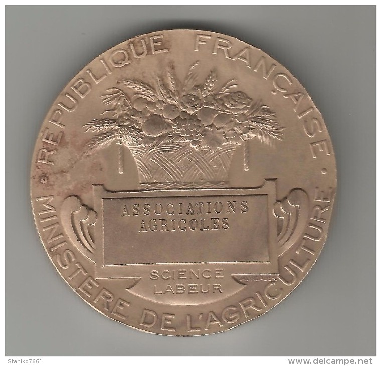 MEDAILLE EN BRONZE "LA SEUMEUSE "J.LAGRANGE REPUBLIQUE FRANCAISE Ministère De L'agriculture Science Labeur - Sonstige & Ohne Zuordnung