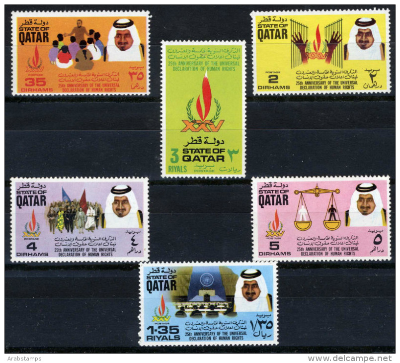 1973 QATAR International Human Rights Complete Set 6 Values Mint & One Hinged   (Or Best Offer) - Qatar