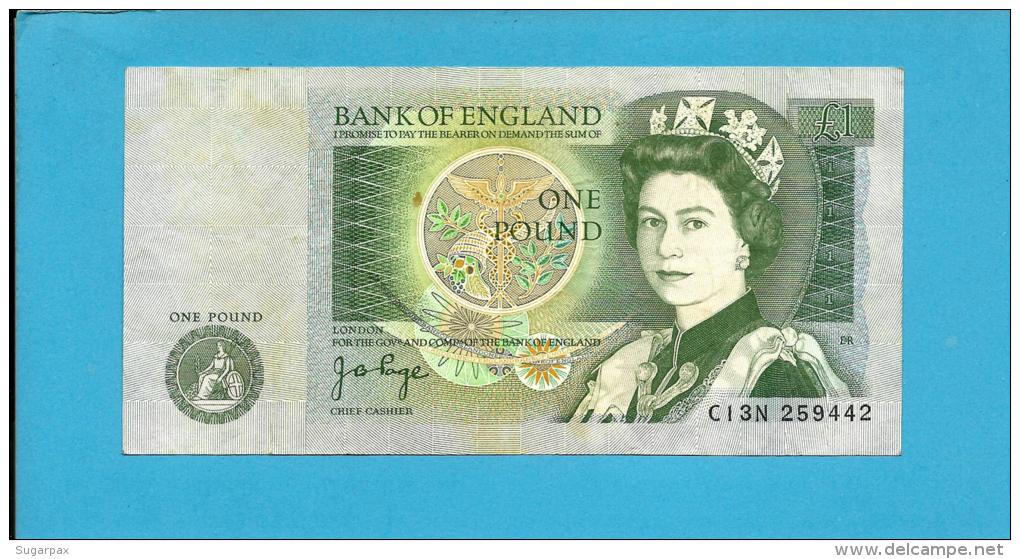 GREAT BRITAIN - 1 POUND - ND ( 1978 - 80 ) - P 377 A - Sign. J. B. Page - BANK OF ENGLAND - 2 Scans - 1 Pond