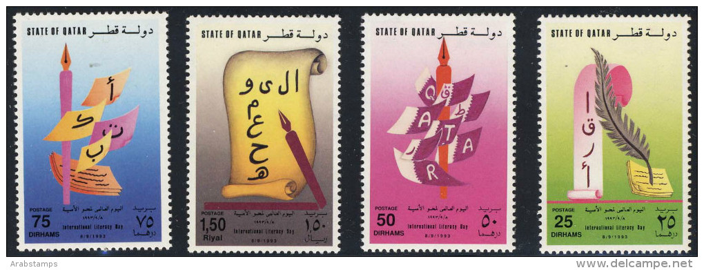 1993 QATAR World Day For Literacy Complete Set 4 Values  MNH     (Or Best Offer) - Qatar