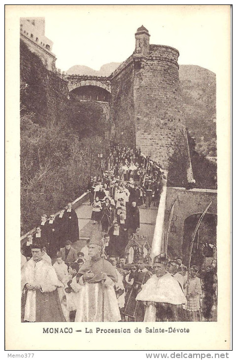 MONACO -=- MONTE CARLO -=- CPA -=-  La Procession De Sainte- Dévote - Autres & Non Classés