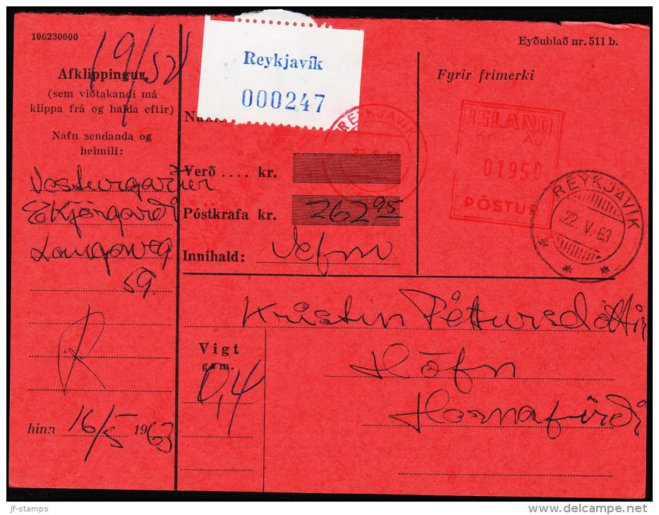 1963. ISLAND POSTUR 01950 REYKJAVIK 22.5.63. PARCELCARD.  (Michel: ) - JF175470 - Other & Unclassified