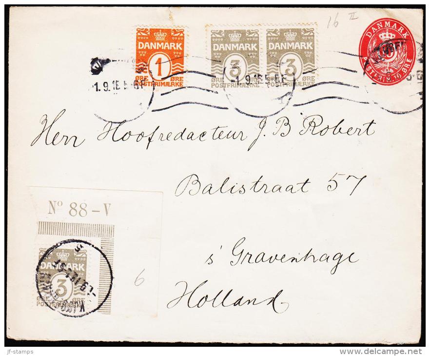 1913. Numeral. 3 Øre Grey. Perf. 14x14½ No 88-V. + 1 + 2x 3 øre + 10 øre. KJØBENHAVN 1.... (Michel: 79a) - JF175443 - Autres & Non Classés