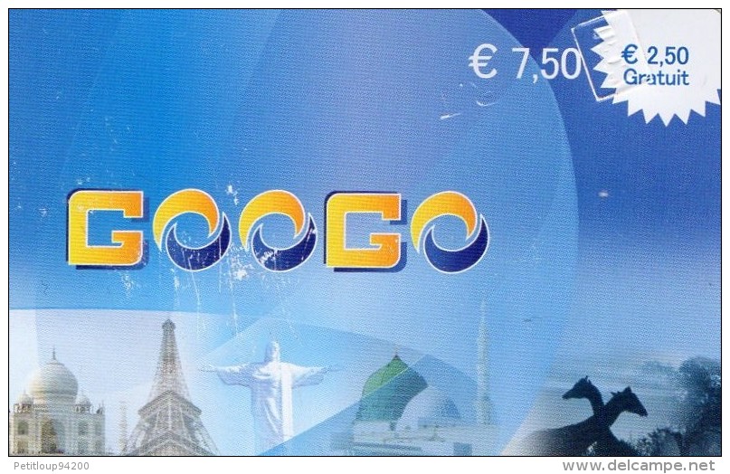 CARTE PREPAYEE GOOGO 7,50e  E2,50 Gratuit   4648 - Other & Unclassified