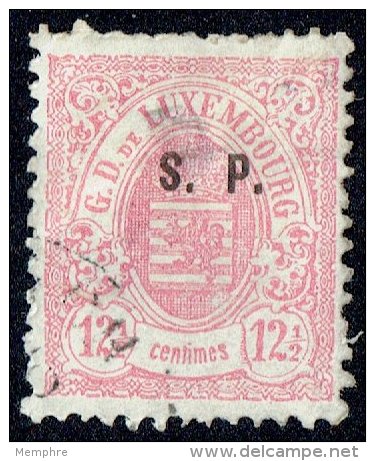 1878   Surcharge &laquo;S.P.&raquo;  Sur 12&frac12;  Cent Rose    Impression De Haarlem Oblitéré  Petit Aminci - Dienst