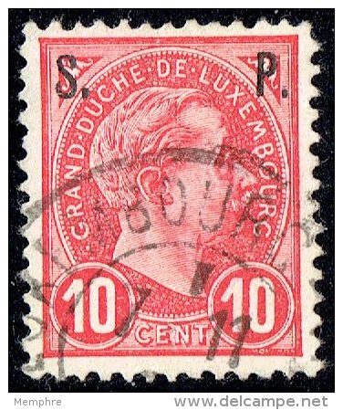1895  Adolphe De Profil 10 Cent Surchargé &laquo;S.   P.&raquo; Oblitéré - Servizio