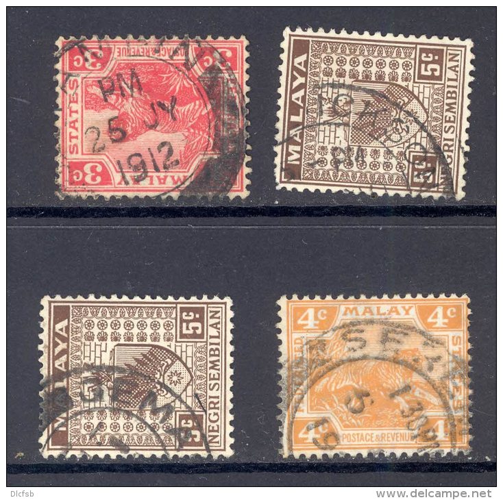 MALAYA/NEGRI SEMBILAN, Postmarks Tampin, Bahau, Port Dickson, Seremban - Negri Sembilan