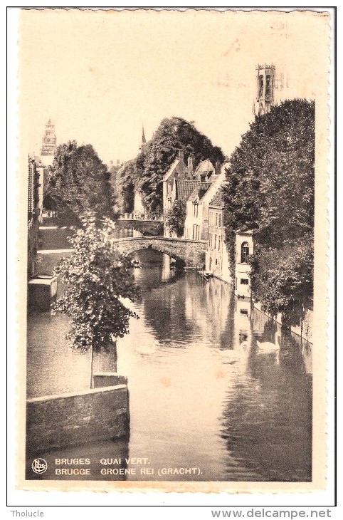 COB 403-Léopold III-Carmin-rouge-1936-flamme Touristique Brugge-sur CP Groene Rei-Quai Vert- - 1934-1935 Leopold III