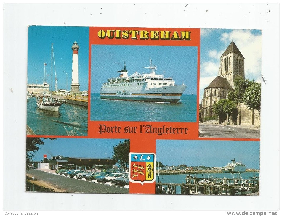 Cp , 14 , OUISTREHAM , Porte Sur L'Angleterre , Multi-vues , Voyagée 1988 , Ed : Le Goubey - Ouistreham