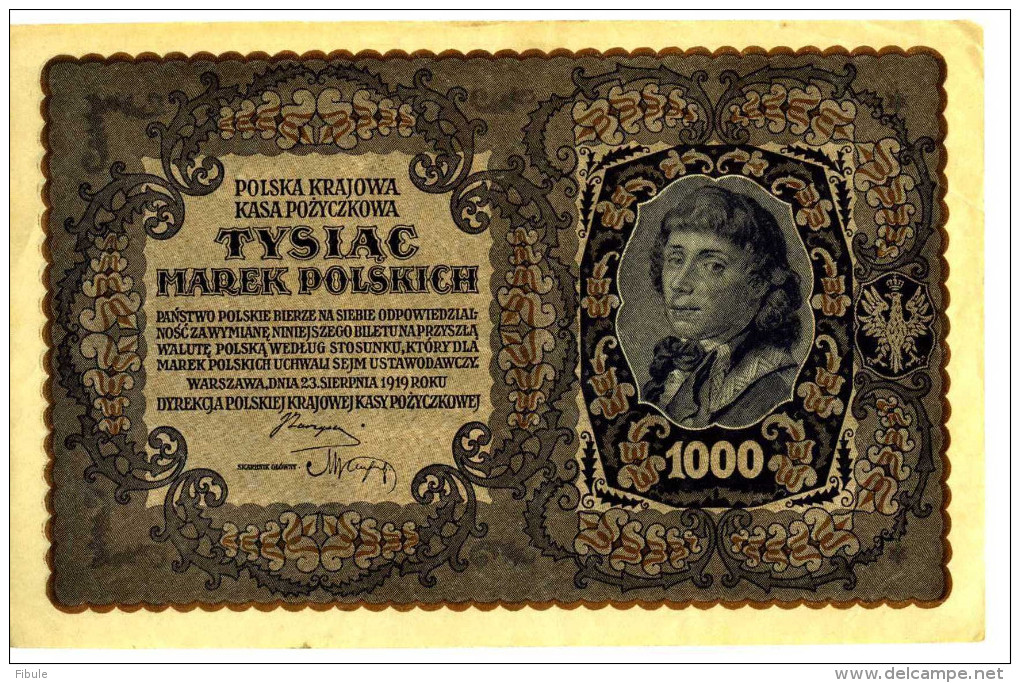 Billet  POLOGNE De 1000 Marck De 1919 - Pologne