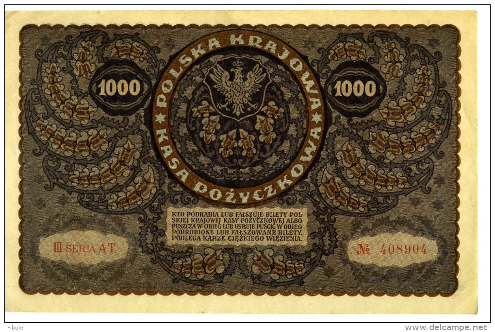 Billet  POLOGNE De 1000 Marck De 1919 - Polen