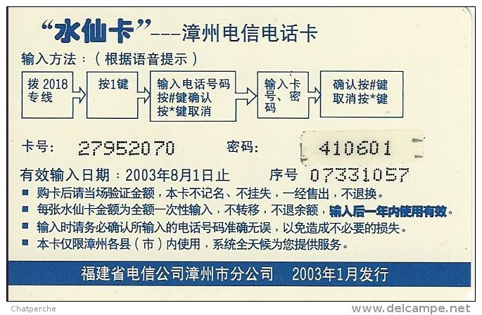 TELECARTE PHONECARD CHINE CHINA  ART PEINTURE RENOIR TABLEAU CARTE CODE 2003 - Chine