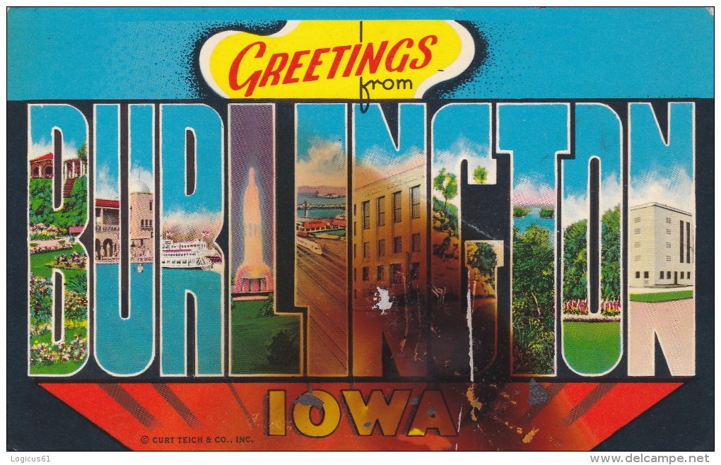 GREETING FROM BURLINGTON, IOWA,POST- CARD COLLECTIONS,UNUSED, - Iowa City