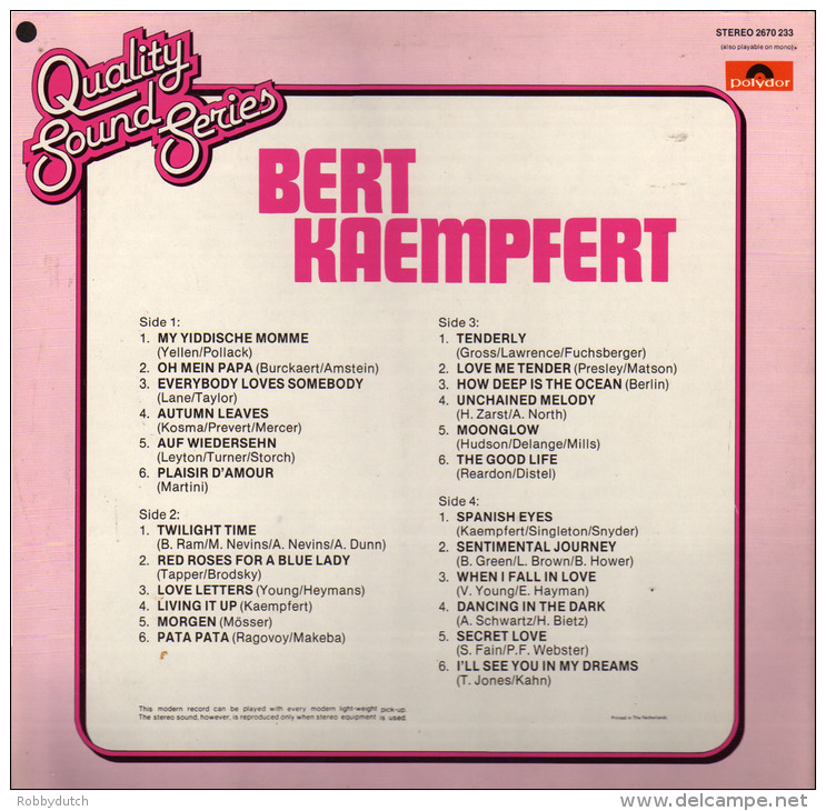 * 2LP *  BERT KAEMPFERT (Quality Sound Series)(Holland 1978 EX-!!!) - Instrumentaal