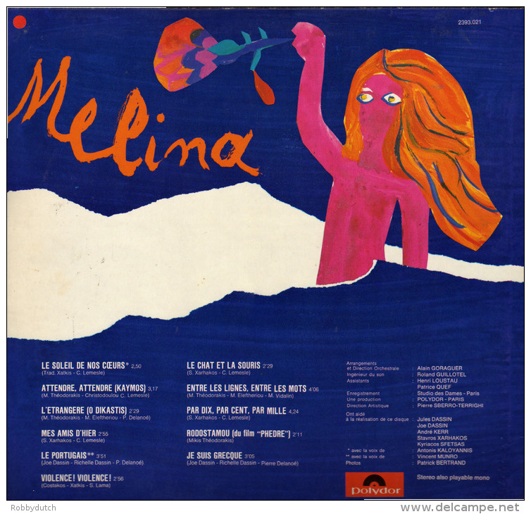 * LP *  MELINA MERCOURI - MELINA MERCOURI (Je Suis Grecque) (Germany 1971) - Andere - Franstalig