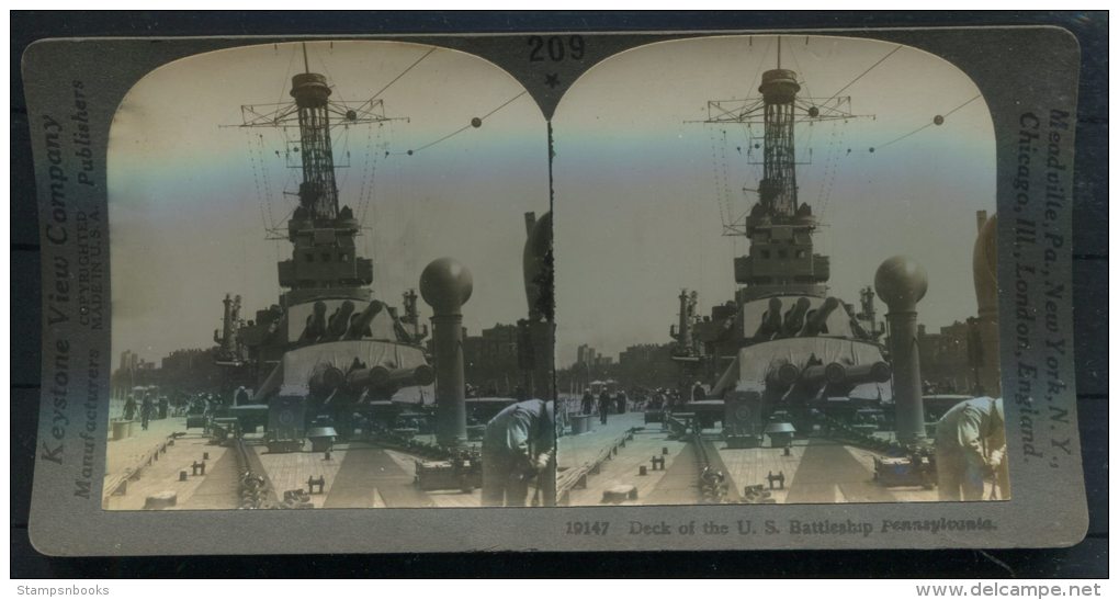 Keystone View Company Stereoscope 19147 'Deck Of The Battleship USS Pennsylvania' - Stereoscopes - Side-by-side Viewers