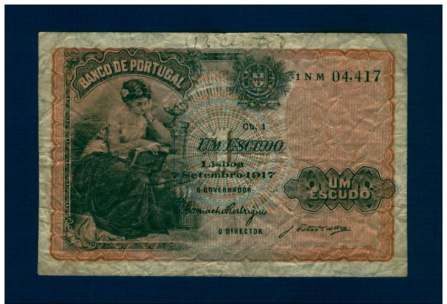 PORTUGAL. 1 Escudo 1917.  Pk.113 A.TB.BC.FINE. - Portugal